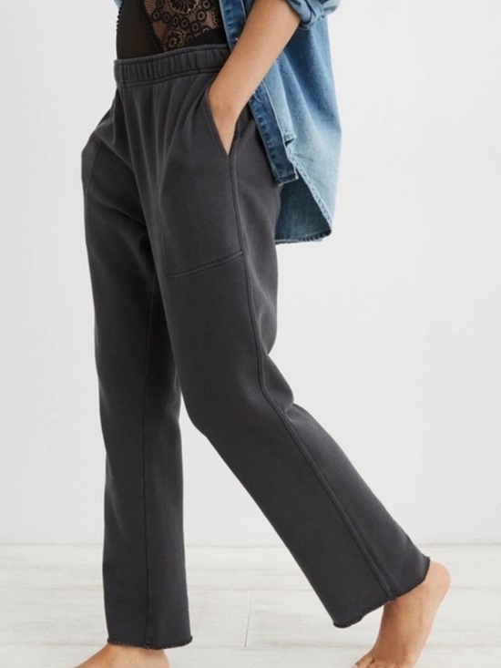 aerie Pants - Aerie Slouchy Fleece Sweatpants Charcoal Size Extra Small